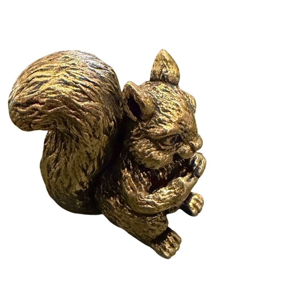 Brass Squirrel Miniature Figurine 1.5" Rustic Woodland Decor New
